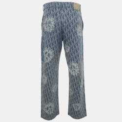 Pre Owned Dior x Denim Tear Blue Oblique Denim Carpenter Jeans M/Waist 32"