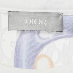 مملوكة مسبقًا Dior Homme White Oblique Sheer Jersey T-Shirt L