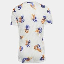 مملوكة مسبقًا Dior Homme White Oblique Sheer Jersey T-Shirt L