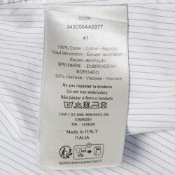 مملوكة مسبقًا قميص ديور أومه قطن أبيض مخطط بدون أزرار مقاس كبير - لارج