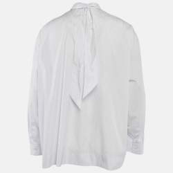 مملوكة مسبقًا قميص ديور أومه قطن أبيض مخطط بدون أزرار مقاس كبير - لارج