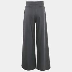 Pre Owned بنطلون واسع الساق بطيات كريب رمادي ديور هوم كبير