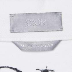 مملوكة مسبقًا Dior Homme White Logo Embroidered Denim Jacket L