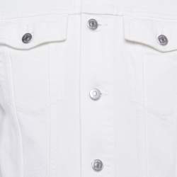 مملوكة مسبقًا Dior Homme White Logo Embroidered Denim Jacket L