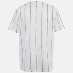 مملوكة مسبقًا تي شيرت ديور أوميه بخطوط بيضاء من الجيرسيه مقاس وسط