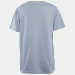 Pre Owned Dior Homme Blue Logo Embroidered Cotton T-Shirt XL