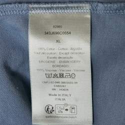 Pre Owned Dior Homme Blue Logo Embroidered Cotton T-Shirt XL