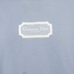 Pre Owned Dior Homme Blue Logo Embroidered Cotton T-Shirt XL