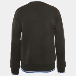 مملوكة مسبقًا سويت شيرت ديور أوم قطني أسود بتطريز نيواف مقاس متوسط