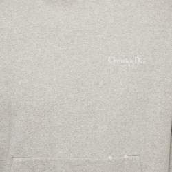 Pre Owned هودي ديور هوم رمادي مطبوع عليه شعار بمظهر متضرر مقاس صغير جدًا جدًا