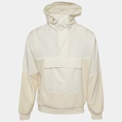 Pre Owned هودي ديور أوم أبيض/كريمي مصنوع من القطن والفلين مقاس صغير