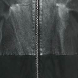 Pre Owned جاكيت بومبر جلد أسود وزبدة ديور هوم مقاس كبير جدًا - إكس لارج