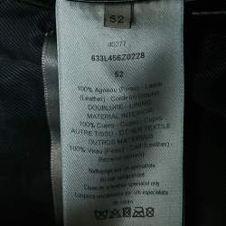 Pre Owned جاكيت بومبر جلد أسود وزبدة ديور هوم مقاس كبير جدًا - إكس لارج