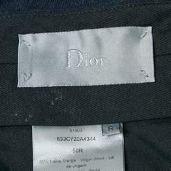 مملوكة مسبقًا بنطلون رسمي صوفي أزرق كحلي ديور أوم مقاس كبير