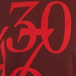 Pre Owned سويتر ديور أوم برغندي مصمم بأرقام من الصوف المحبوك مقاس كبير