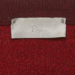 Pre Owned سويتر ديور أوم برغندي مصمم بأرقام من الصوف المحبوك مقاس كبير