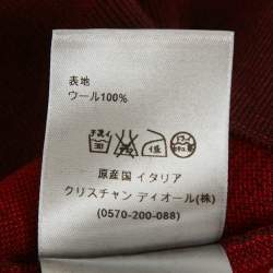 Pre Owned سويتر ديور أوم برغندي مصمم بأرقام من الصوف المحبوك مقاس كبير