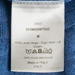 مملوكة مسبقًا Dior Homme Blue Wool Knit V-Neck Sweater M