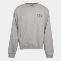 مملوكة مسبقًا Dior Homme Grey CD Embroidered Cotton Fleece Sweatshirt XL