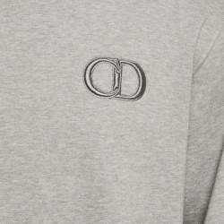 مملوكة مسبقًا Dior Homme Grey CD Embroidered Cotton Fleece Sweatshirt XL