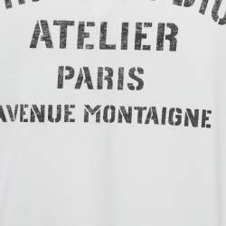 Pre Owned تي شيرت ديور أبيض بطبعة قطني بياقة مستديرة مقاس متوسط - ميديم