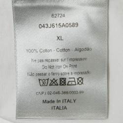 Pre Owned تي شيرت ديور أبيض بطبعة قطني بياقة مستديرة مقاس متوسط - ميديم