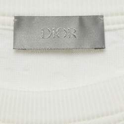 Pre Owned تي شيرت ديور هوم رجالي أوبيك أبيض تيري قطن جاكار بقصة مريحة مقاس كبير جداً ج داً جداً