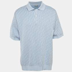 Pre Owned Dior Homme Blue Oblique Jersey Polo T-Shirt XXXL
