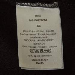 Pre Owned تي شيرت ديور هوم قطن مطرز بشعار أسود مقاس صغير (إكس سمول)