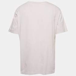 مملوكة مسبقًا تيشيرت ديور أوم وردي مطبوع برقبة دائرية مقاس كبير جدًا