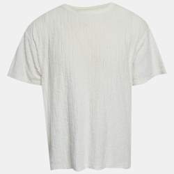 مملوكة مسبقًا Dior Homme White Oblique Terry Cotton Crew Neck T-Shirt XL