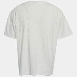 مملوكة مسبقًا Dior Homme White Oblique Terry Cotton Crew Neck T-Shirt XL