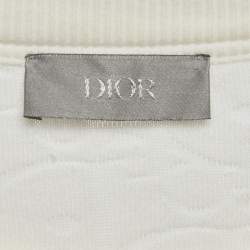 مملوكة مسبقًا Dior Homme White Oblique Terry Cotton Crew Neck T-Shirt XL