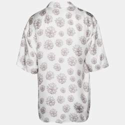 Pre Owned Dior Homme White Printed Silk Short Sleeve Shirt L