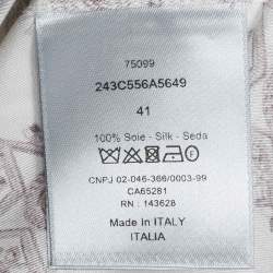 Pre Owned Dior Homme White Printed Silk Short Sleeve Shirt L