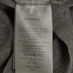 مملوكة مسبقًا Dior Homme Grey Logo Embroidered Jersey T-Shirt L
