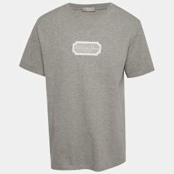 مملوكة مسبقًا Dior Homme Grey Logo Embroidered Jersey T-Shirt L