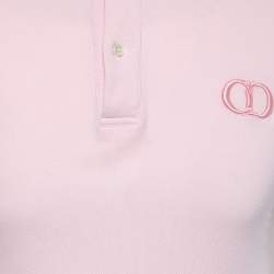 مملوكة مسبقًا Dior Homme Pink Logo-Embroidered Cotton Pique Polo T-Shirt XXS