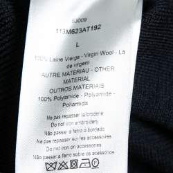 Pre Owned Dior Homme Navy Blue Wool Oblique Insert High Collar Sweater L