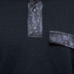 Pre Owned Dior Homme Navy Blue Wool Oblique Insert High Collar Sweater L