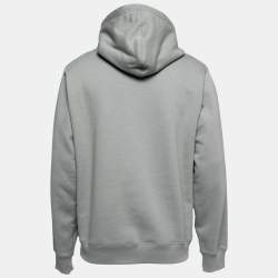Pre Owned Dior Homme Grey Cotton Archive Patched Hoodie L