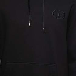 Pre Owned Dior Homme Black Cotton CD Logo Embroidered Hoodie L