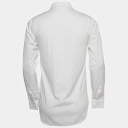 Pre Owned Dior Homme White Cotton Bee Embellished Long Sleeve Shirt XS