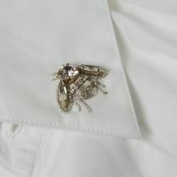 Pre Owned Dior Homme White Cotton Bee Embellished Long Sleeve Shirt XS