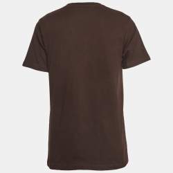 Pre Owned Dior Homme Brown Logo Embroidered Cotton Crew Neck T-Shirt M