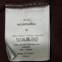 Pre Owned Dior Homme Brown Logo Embroidered Cotton Crew Neck T-Shirt M