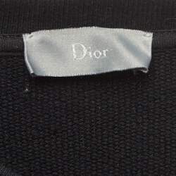 Pre Owned Dior Homme Black Embroidered Cotton Knit Crew Neck Sweatshirt S
