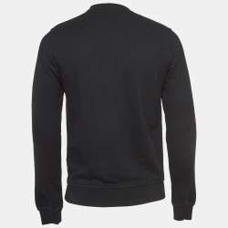 Pre Owned Dior Homme Black Embroidered Cotton Knit Crew Neck Sweatshirt S
