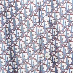 Dior Homme Blue Oblique Pixel Printed Silk Short Sleeve Shirt XS