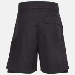 Dior Homme Black Cotton Belted Cargo Shorts S